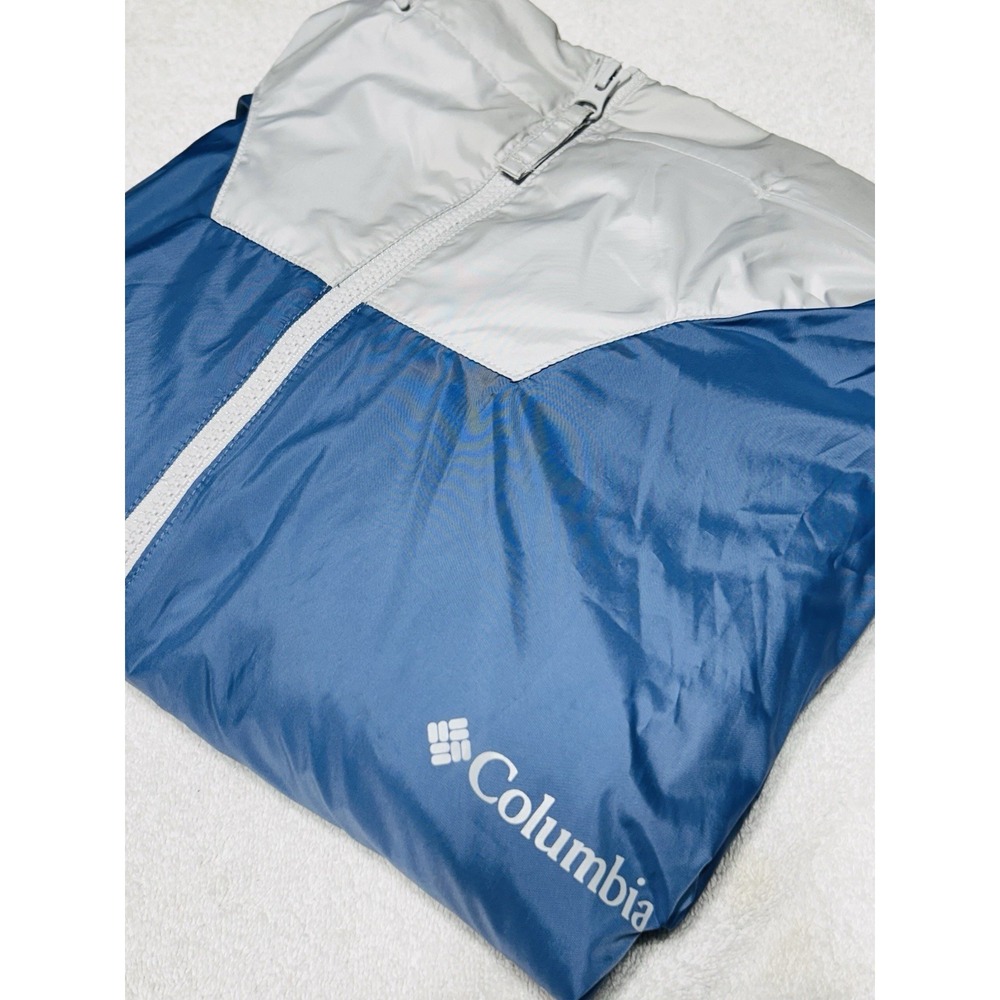 Columbia Men's Point Park Lined Windbreaker Jacket Blue Colorblock Large Tall